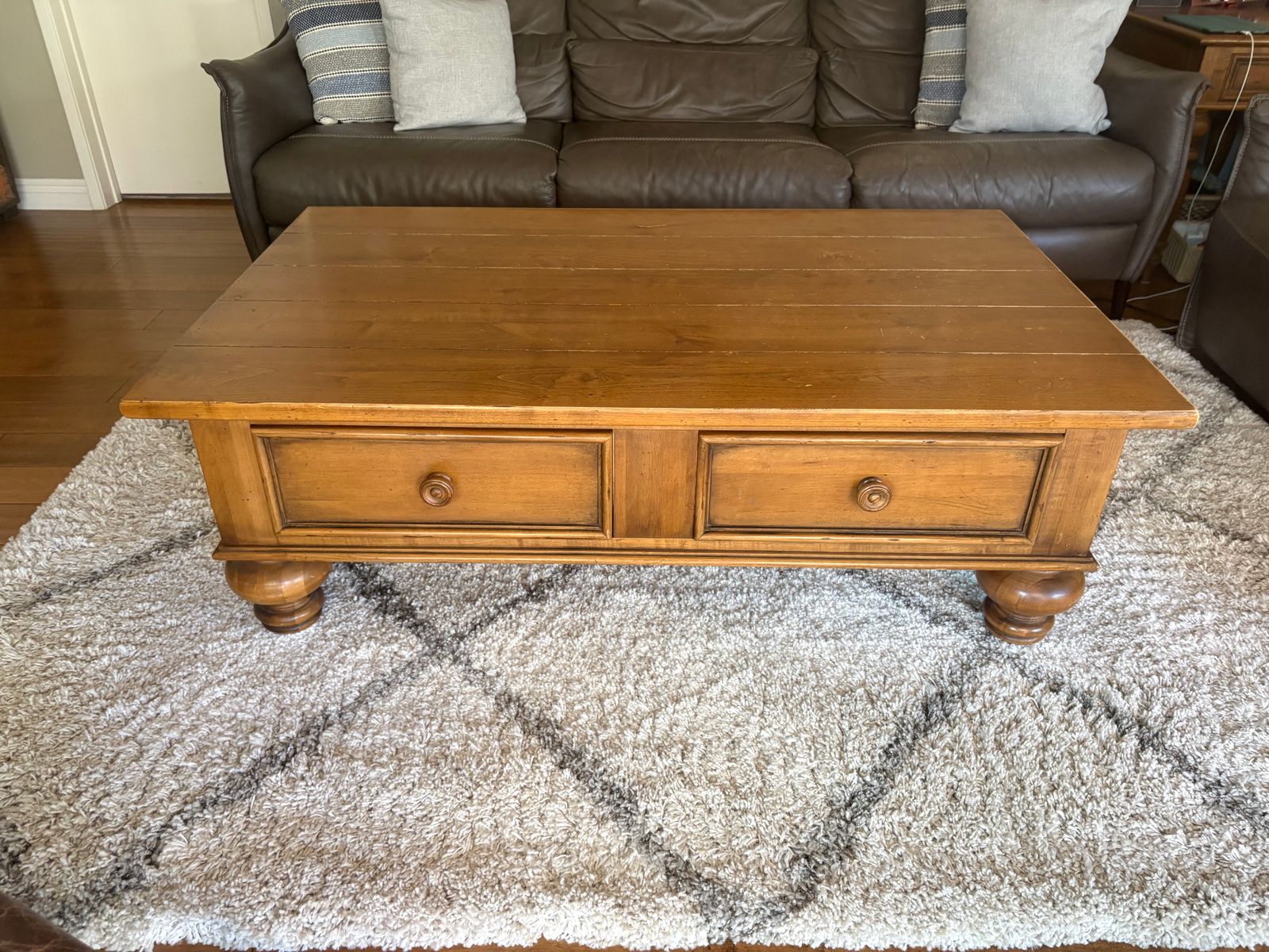 Ethan Allen Wood Coffee Table with Drawers