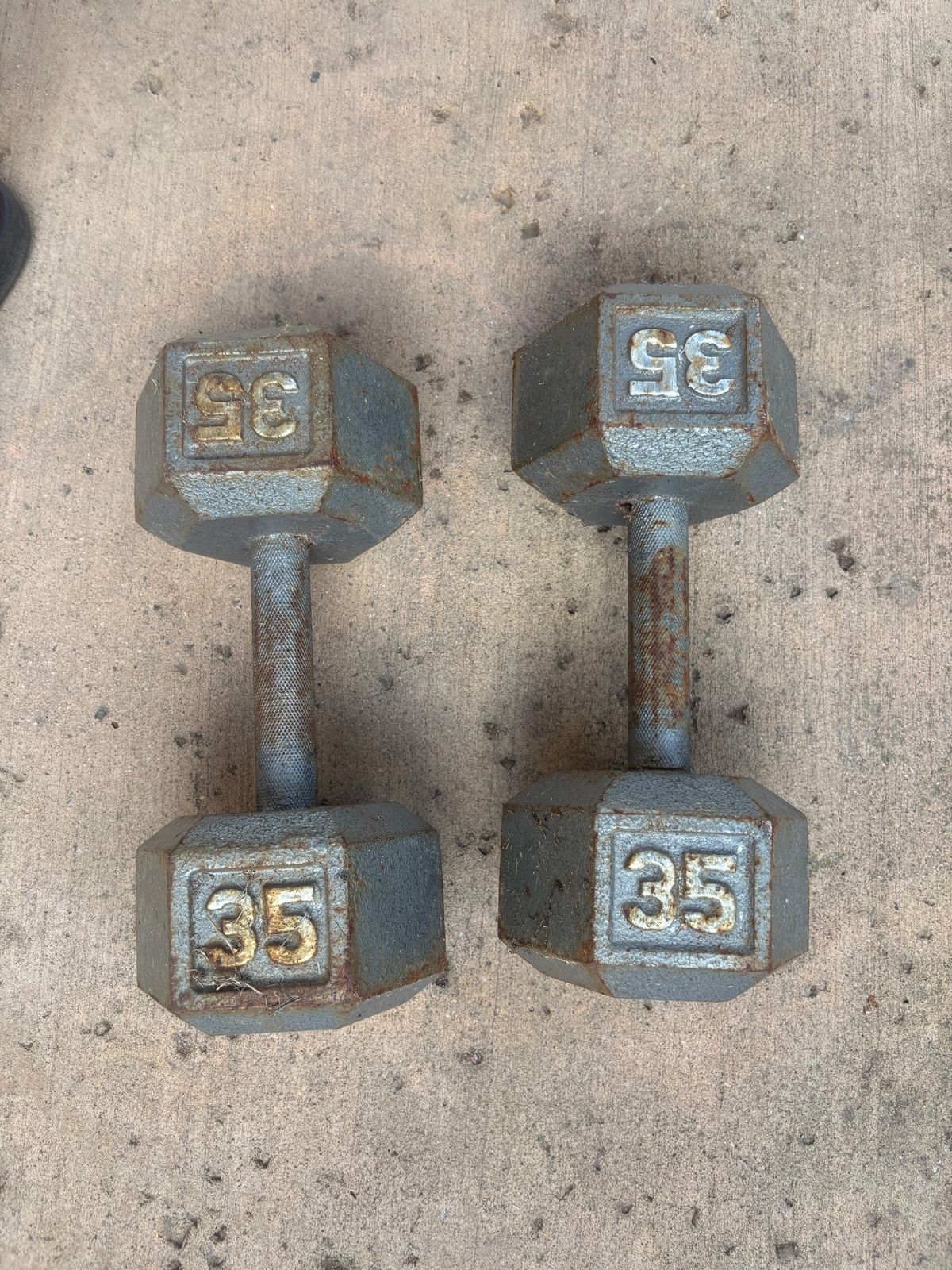 Pair of 35 lb Hex Dumbbells