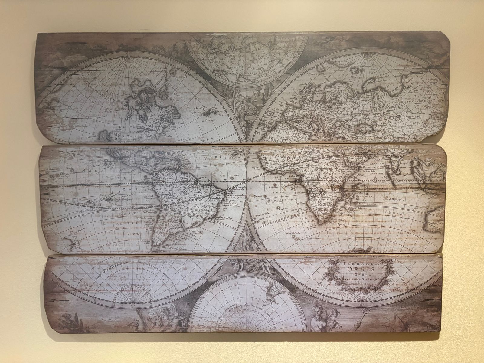 Vintage Style World Map Wall Art