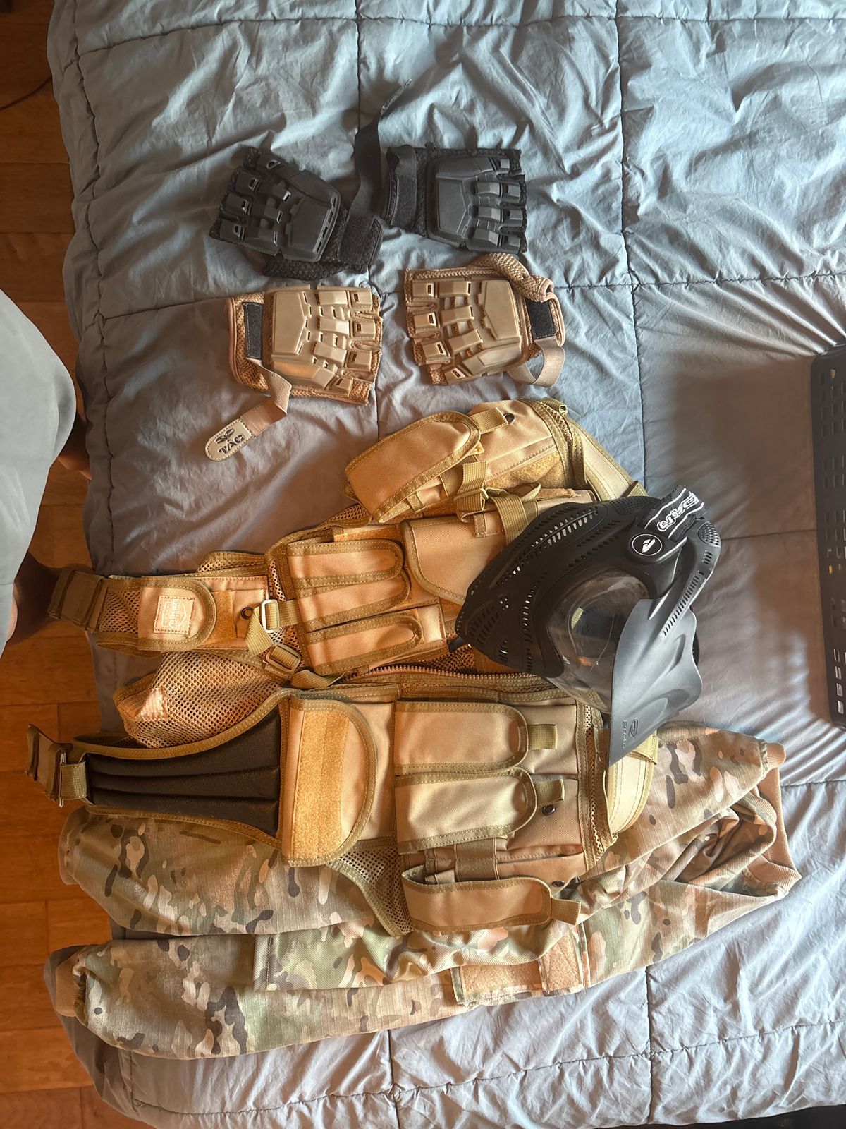 Paintball Gear Set: Proto Mask, Tactical Vest, Gloves, and Camo Shirt